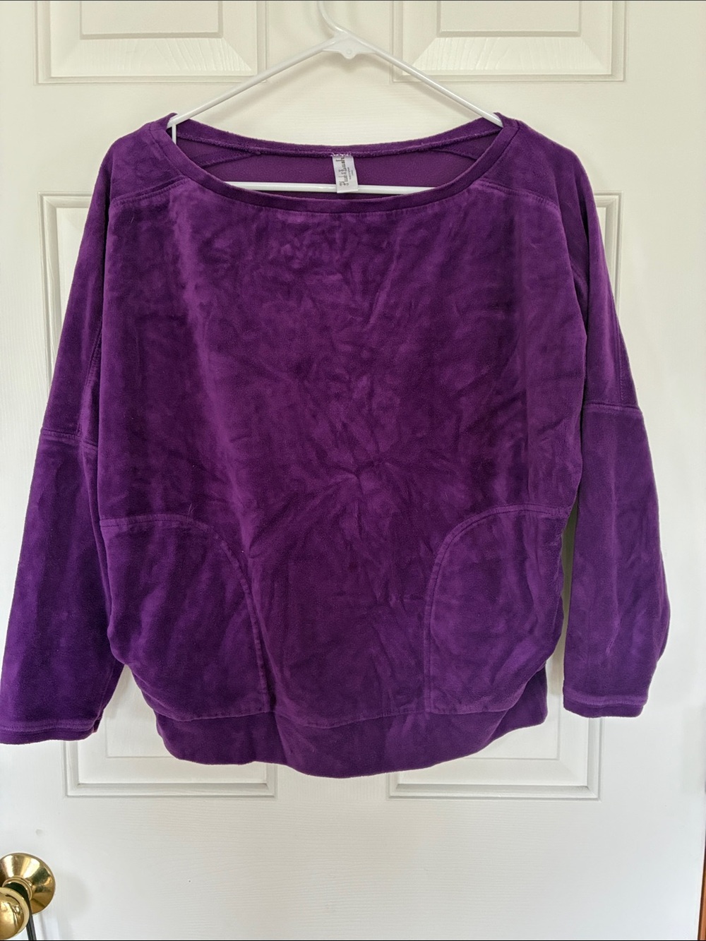Plush & Lush Purple Velour Boatneck Pullover Sweatshirt Top XS